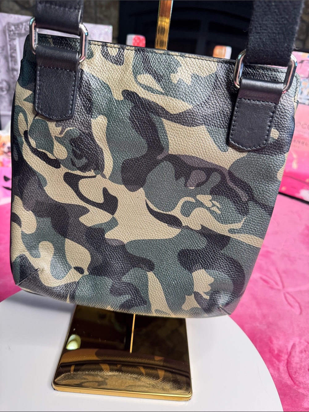 Alexander McQueen Camo Leather Skull Messenger Bag w/ Silver Skull Hardware NWOT - Picture 4 of 13